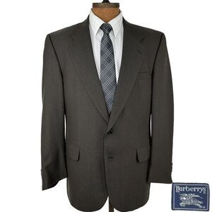 44R BURBERRY Vintage Men's Blazer 100% Wool Suit Jacket Coat Brown Union Made